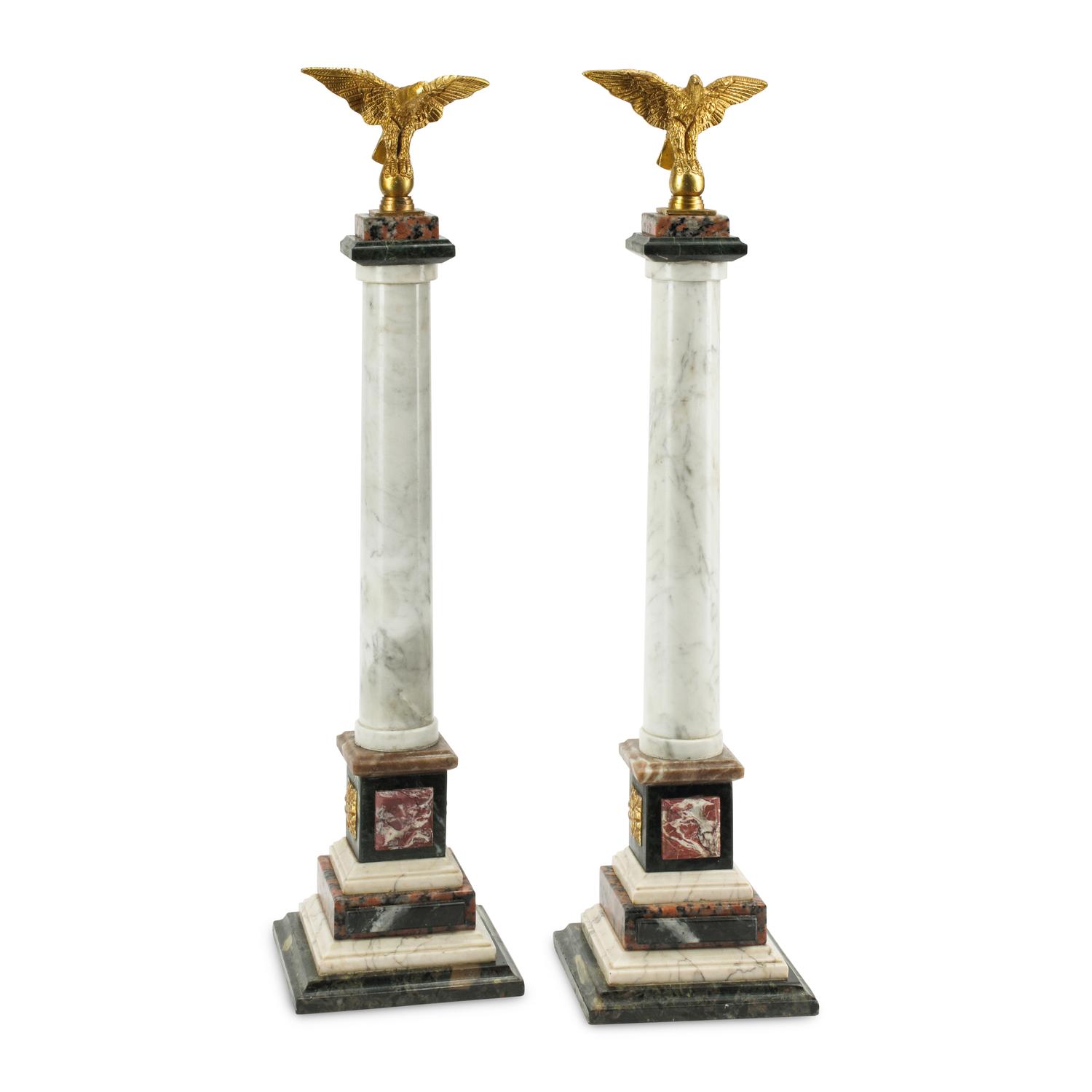 A Pair of Italian Grand Tour Style Marble Column Ornaments
