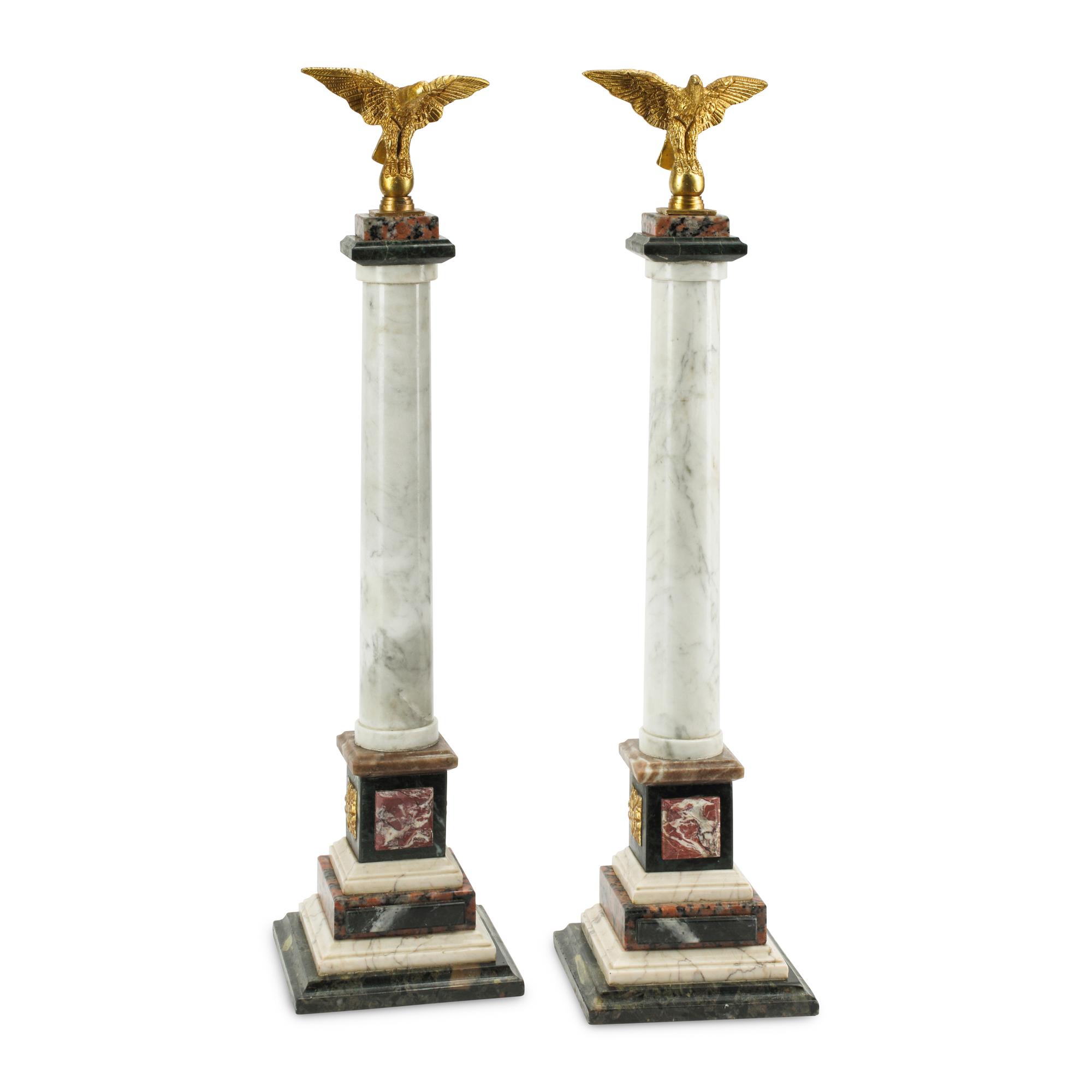 A Pair of Italian Grand Tour Style Marble Column Ornaments
