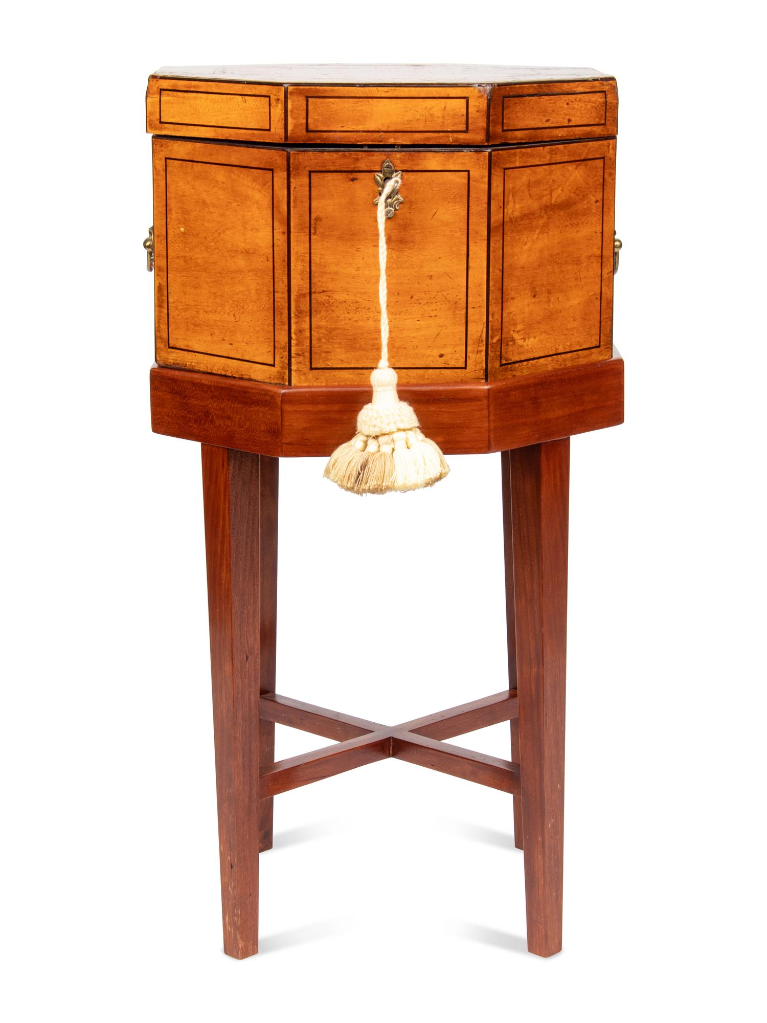 An English Mahogany and Paint-Decorated Cellarette