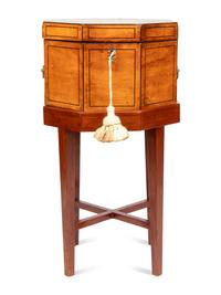 An English Mahogany and Paint-Decorated Cellarette