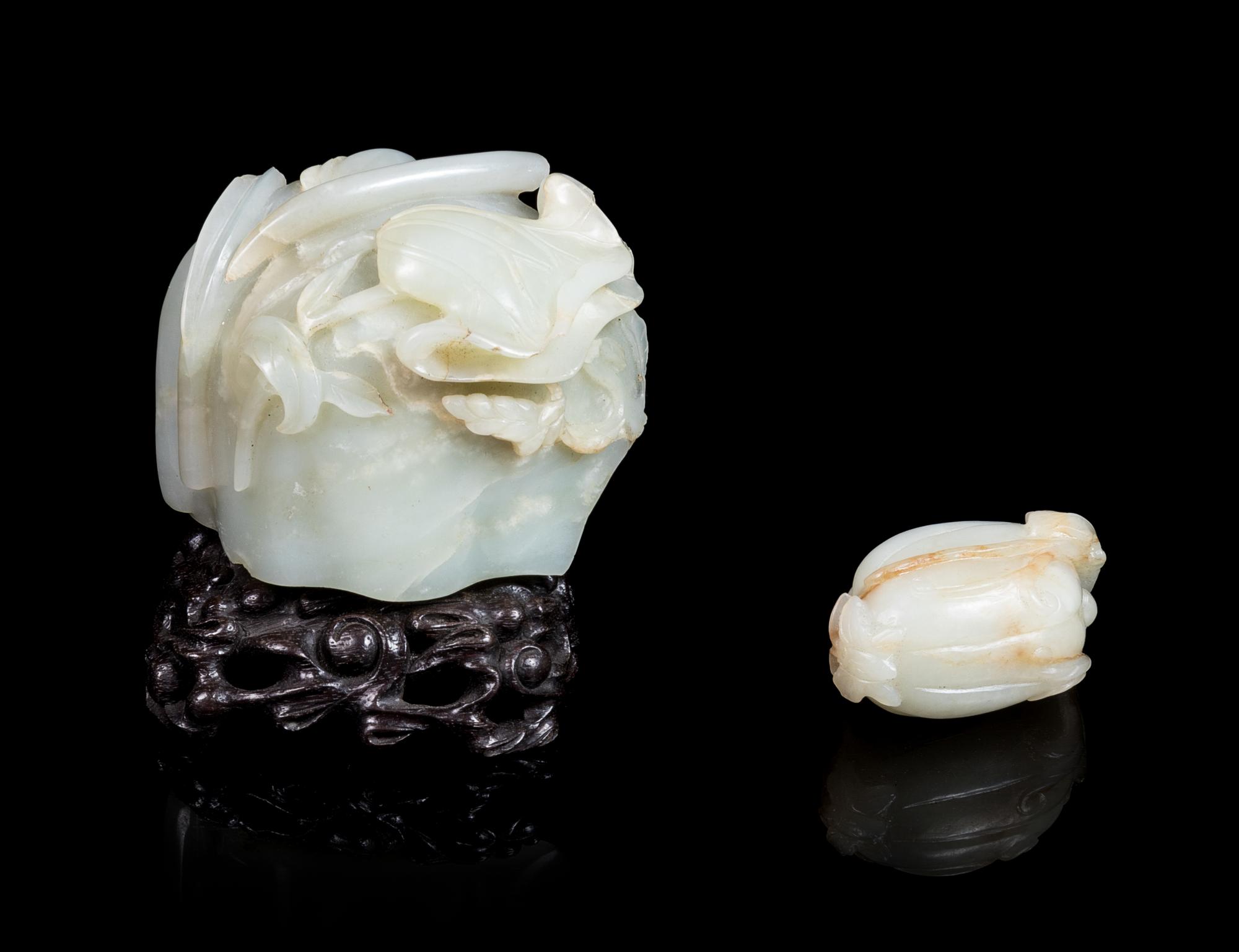 Two Chinese Jade Articles Length of larger 2 3/4 inches.