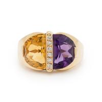 Amethyst, Citrine, and Diamond Ring