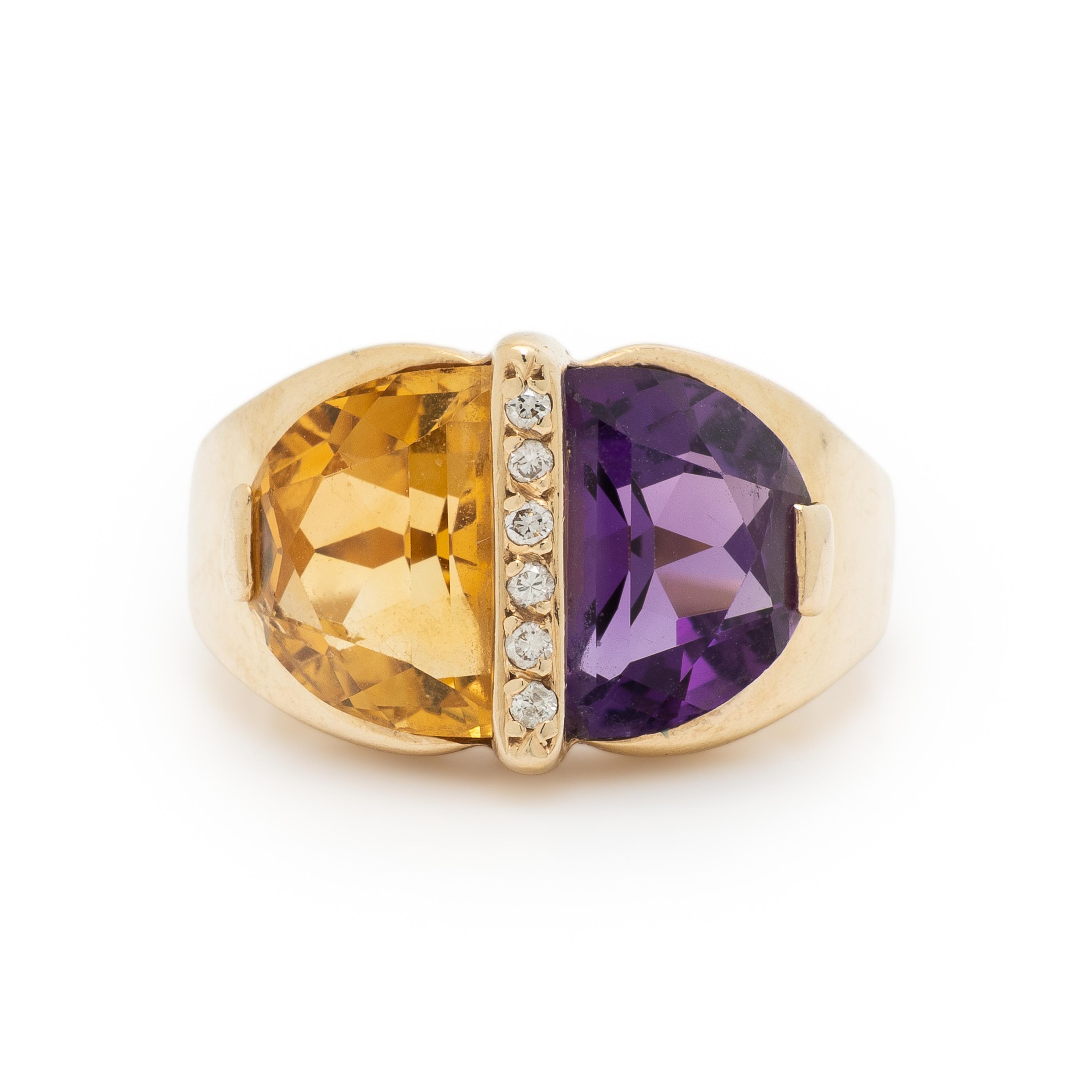 Amethyst, Citrine, and Diamond Ring