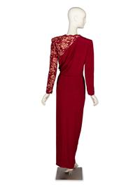 Carolina Herrera, Maroon Lace & Silk Gown