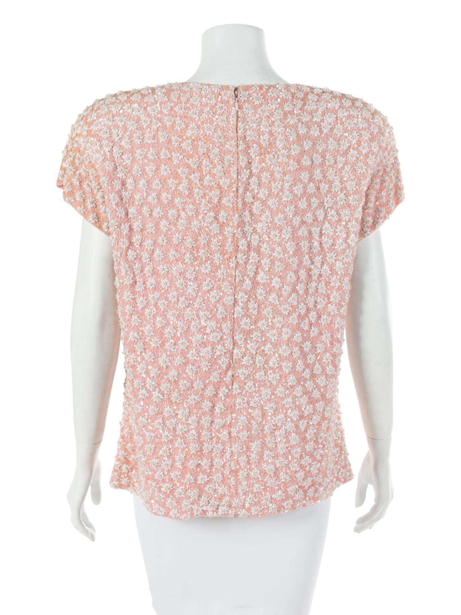 Bill Blass Pink Beaded Top, 1980-90s