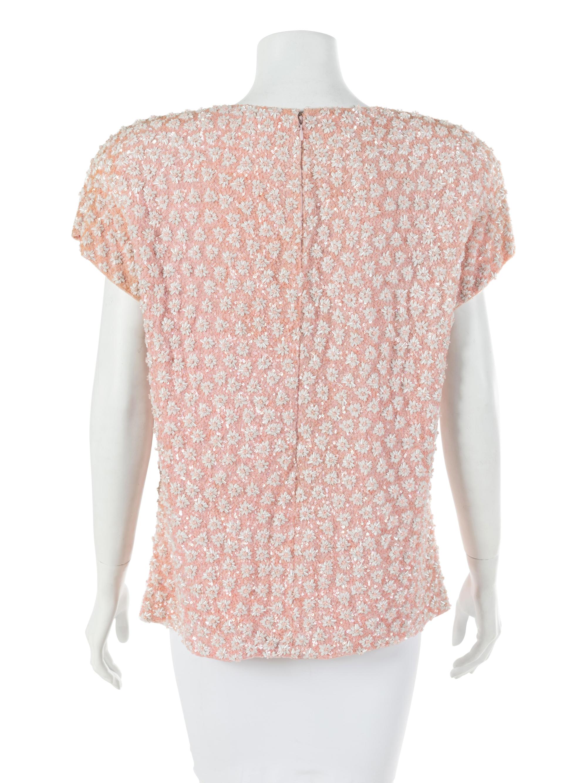 Bill Blass Pink Beaded Top, 1980-90s