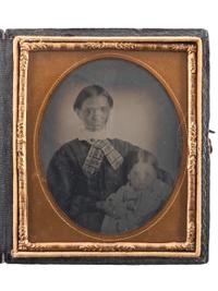 [EARLY PHOTOGRAPHY]. A group of 3 sixth plate ambrotypes of African American women and white children, comprising: