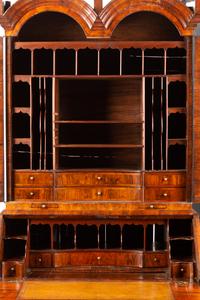 A George II Burl Walnut Slant-Front Secretary Bookcase