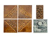 A Group of Six United States Encaustic Tile Co. 'High Art Majolica' Ceramic Tiles