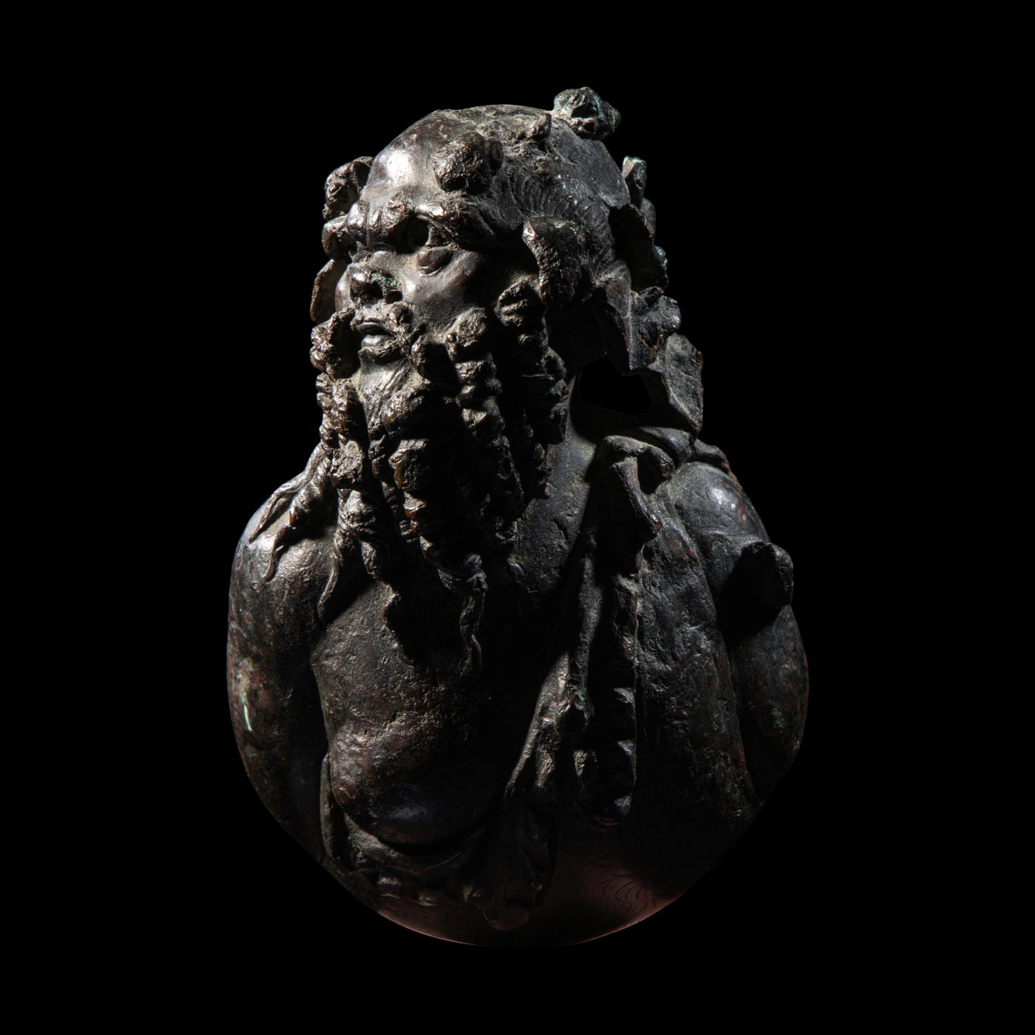 A Roman Bronze Silenus Applique