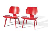 Pair of Red LCW Chairs Herman Miller, USA