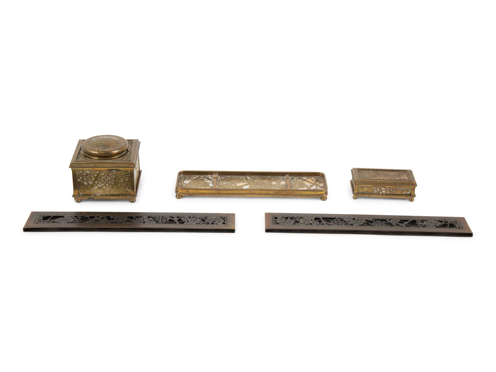 Four Tiffany Studios Bronze Desk Accessories