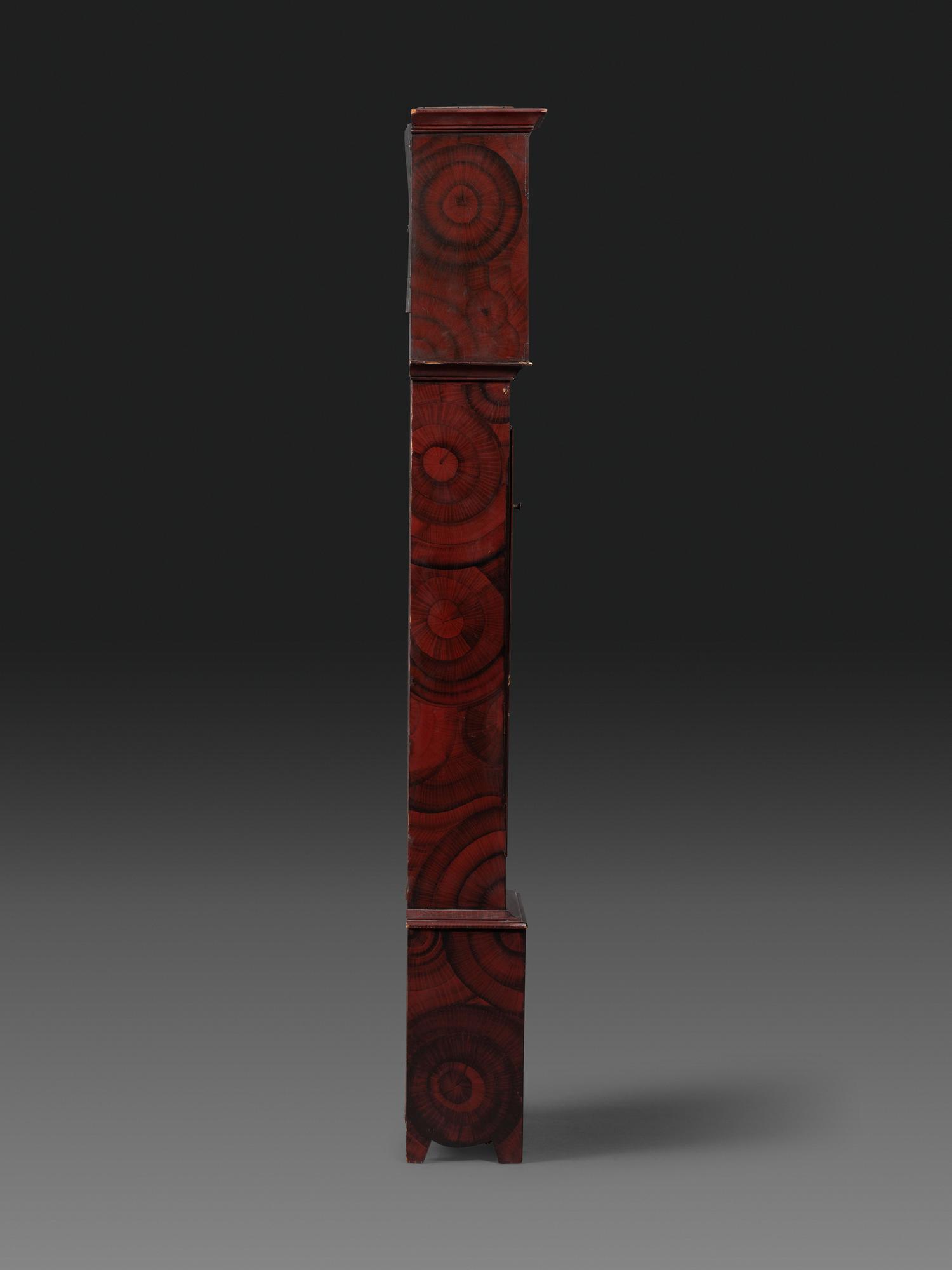 A Grain Paint Decorated Tall Case Clock