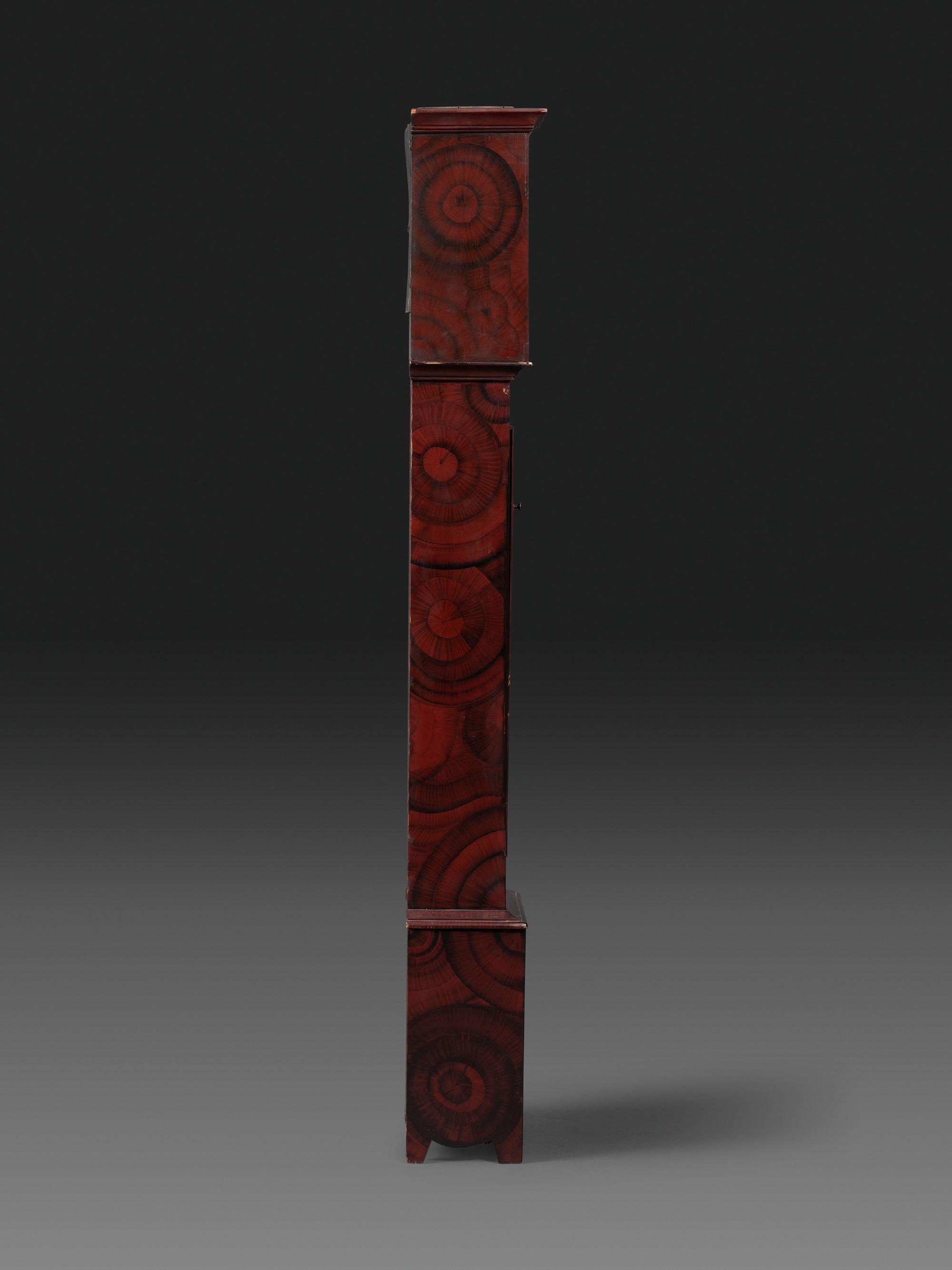 A Grain Paint Decorated Tall Case Clock