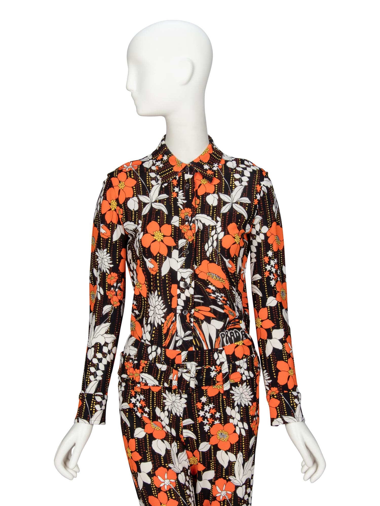 [ARO] PRADA, FLORAL-PRINT PANT ENSEMBLE, 2019