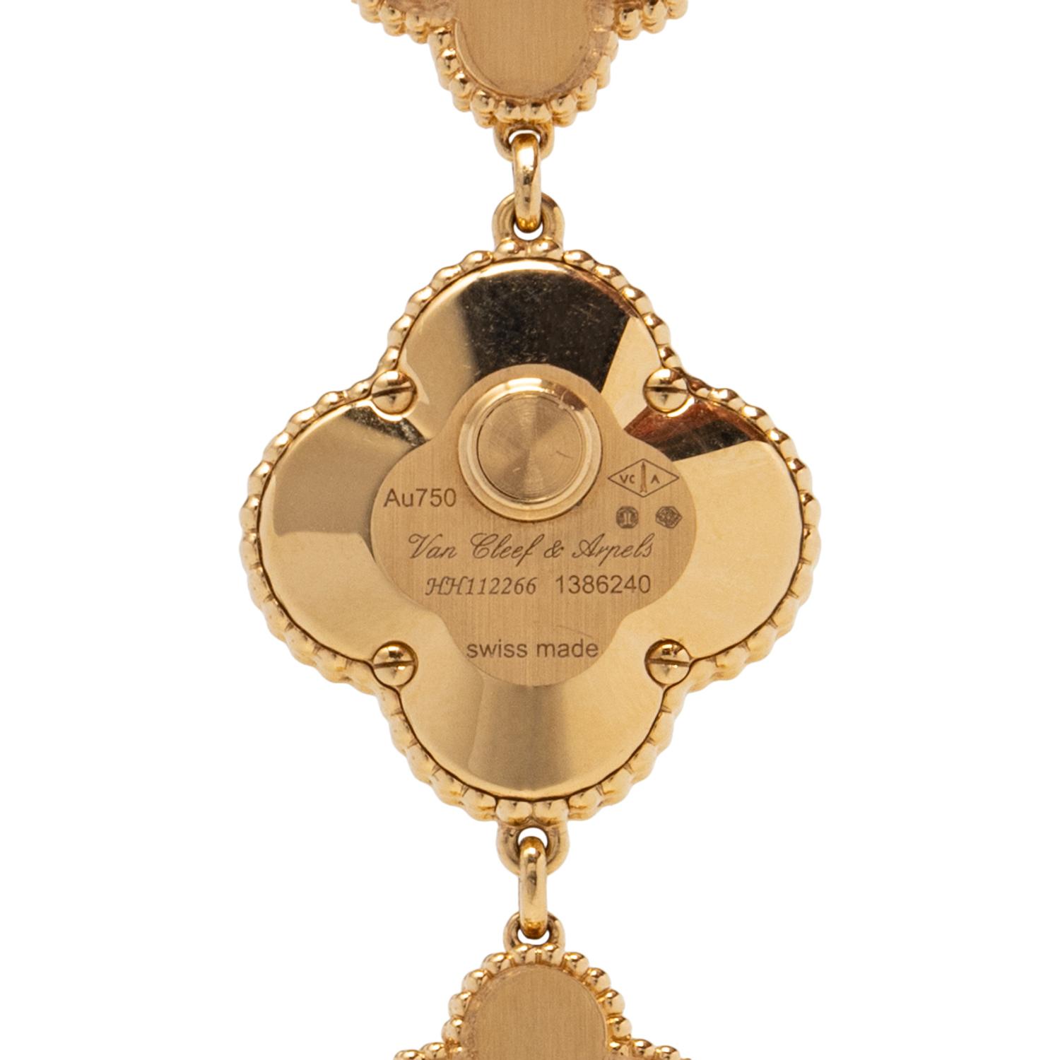 VAN CLEEF & ARPELS, YELLOW GOLD, DIAMOND, AND MOTHER OF PEARL 'SWEET ALHAMBRA' WATCH