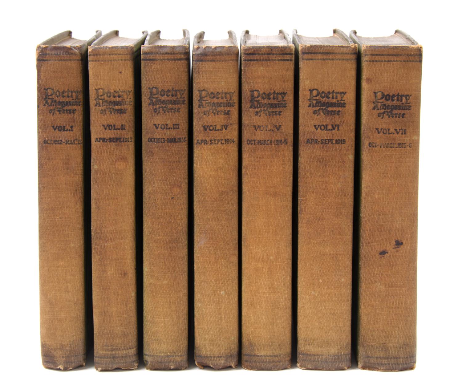 MONROE, Harriet, editor. Poetry: A Magazine of Verse. Chicago: Seymour, Daughaday and Company, 1912-1916.