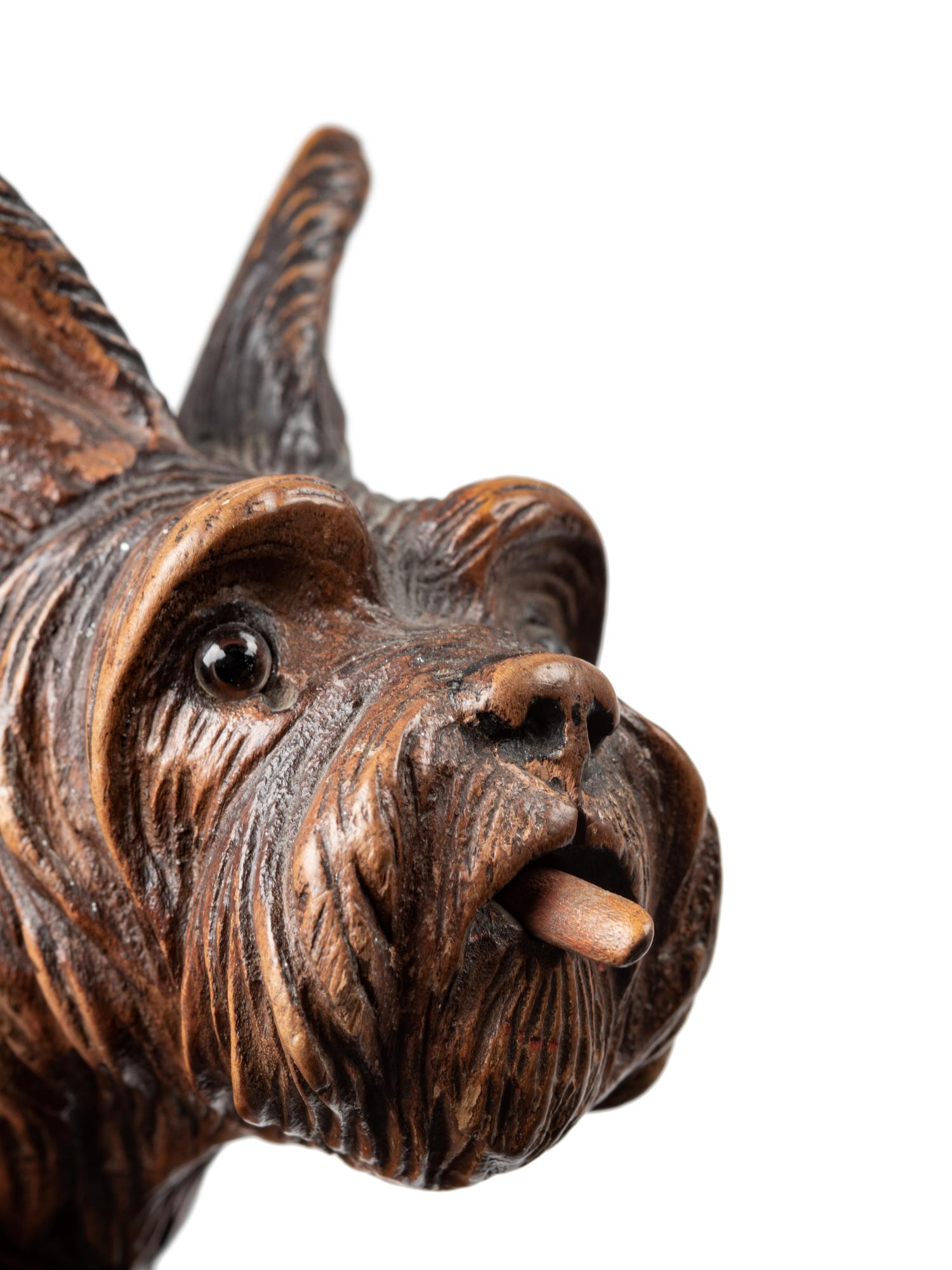 Two English Glass-Inset Carved Wood Dog's Head Canes