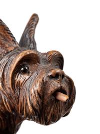 Two English Glass-Inset Carved Wood Dog's Head Canes