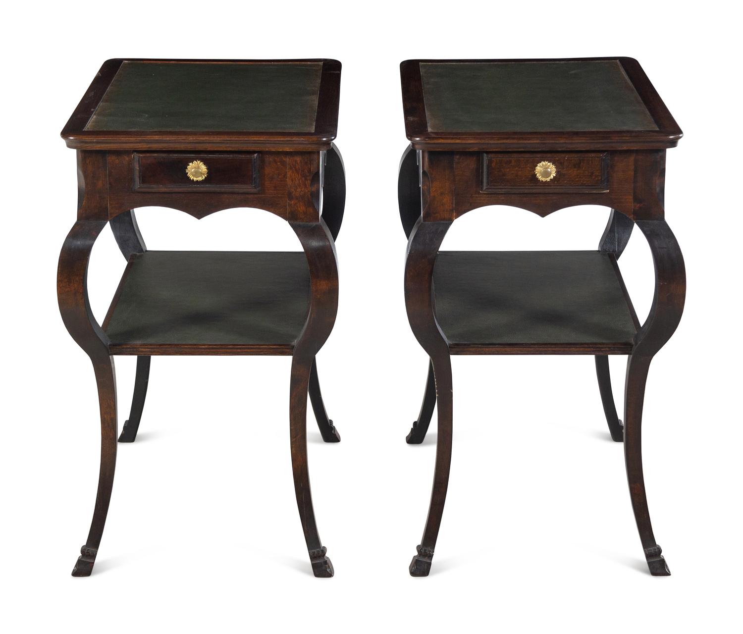 A Pair of George II Mahogany Leather-Inset Side Tables