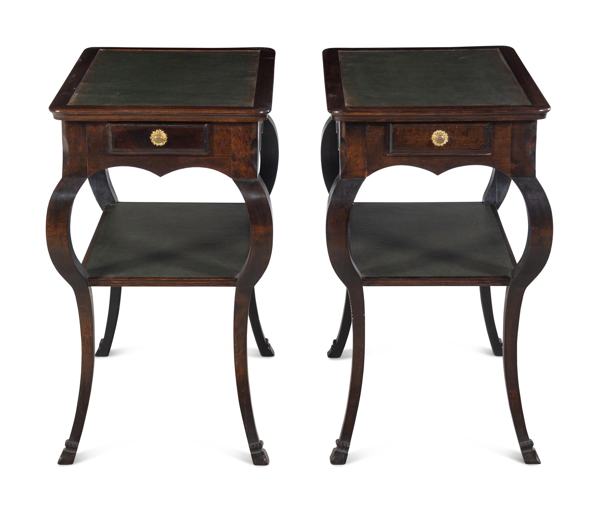 A Pair of George II Mahogany Leather-Inset Side Tables