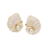 TRIANON, ROCK CRYSTAL, MOTHER-OF-PEARL AND CULTURED PEARL EARCLIPS