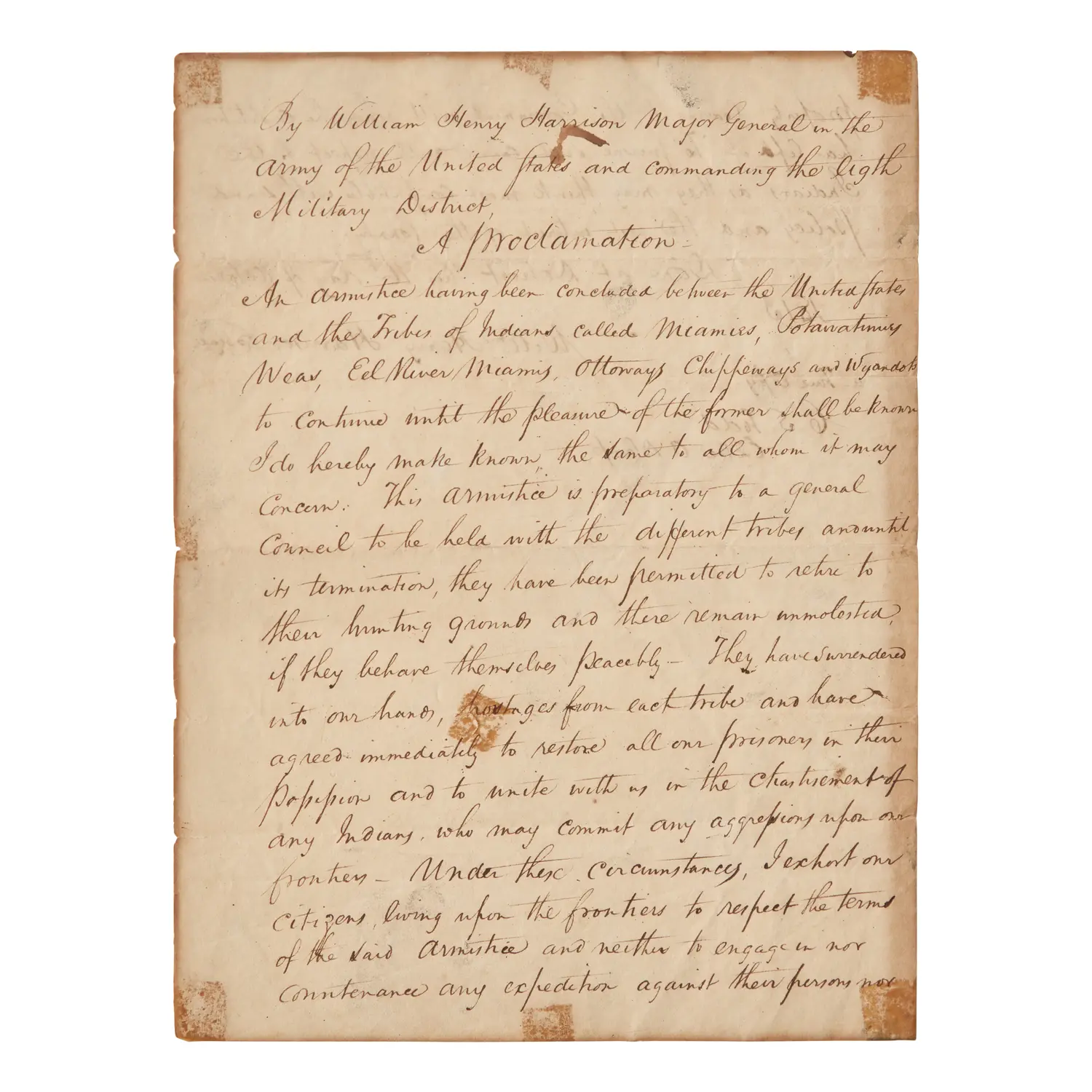 [War of 1812] Manuscript Copy of the Proclamation of... | Freeman's
