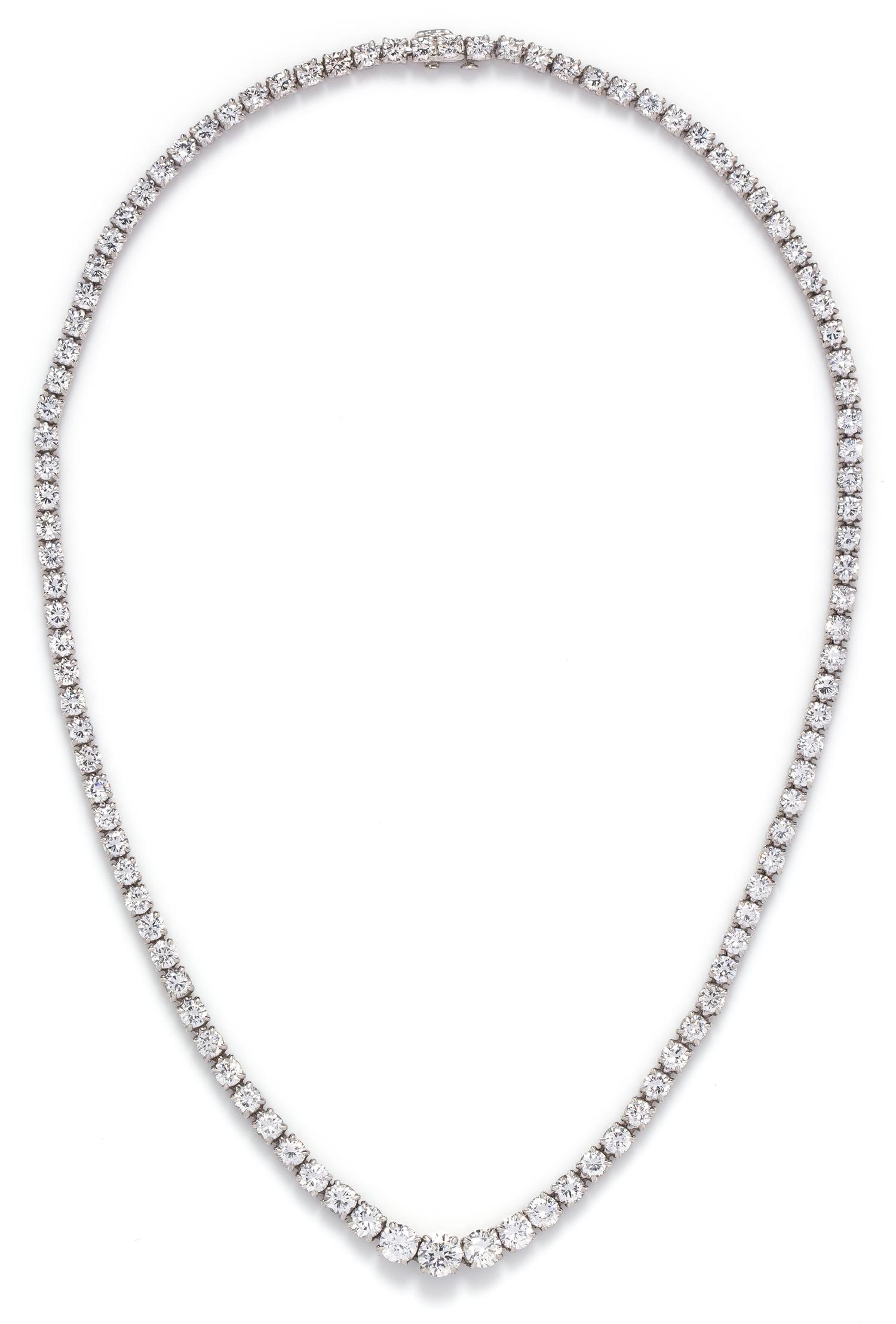 A Vintage Platinum and Graduated Diamond Necklace, Cartier, 19.90 dwts.
