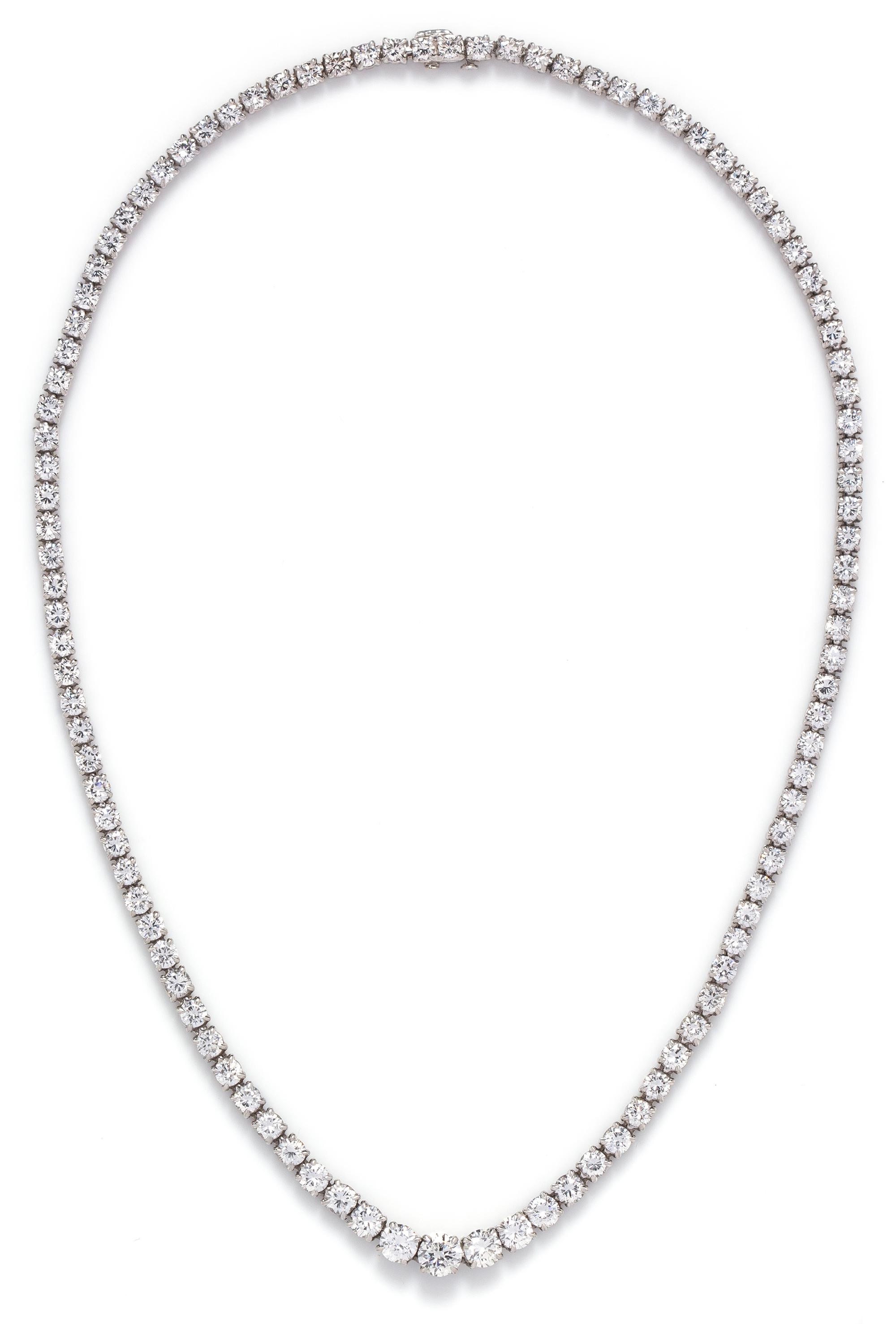 A Vintage Platinum and Graduated Diamond Necklace, Cartier, 19.90 dwts.