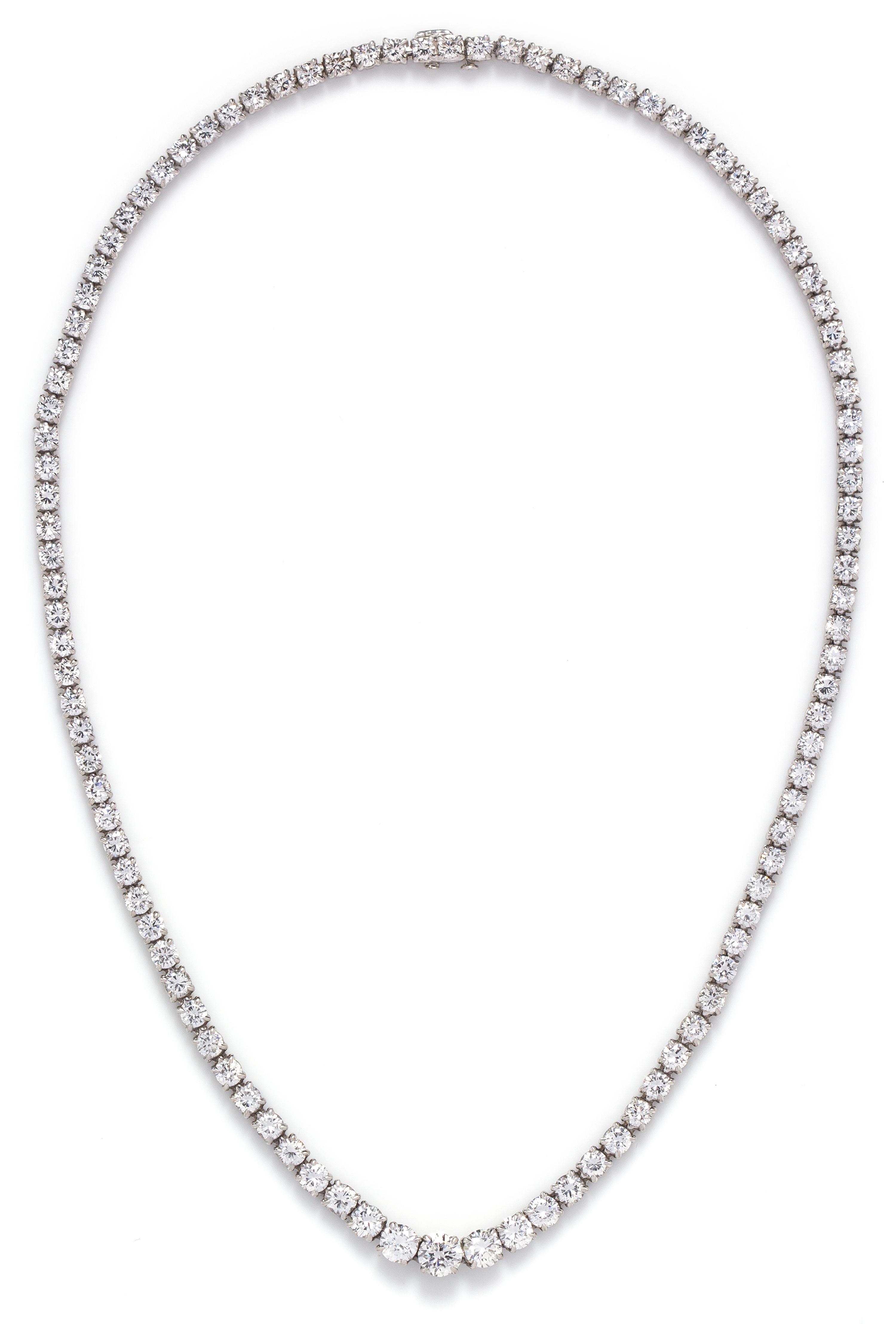 A Vintage Platinum and Graduated Diamond Necklace, Cartier, 19.90 dwts.