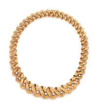 CARTIER, RETRO, YELLOW GOLD AND DIAMOND NECKLACE