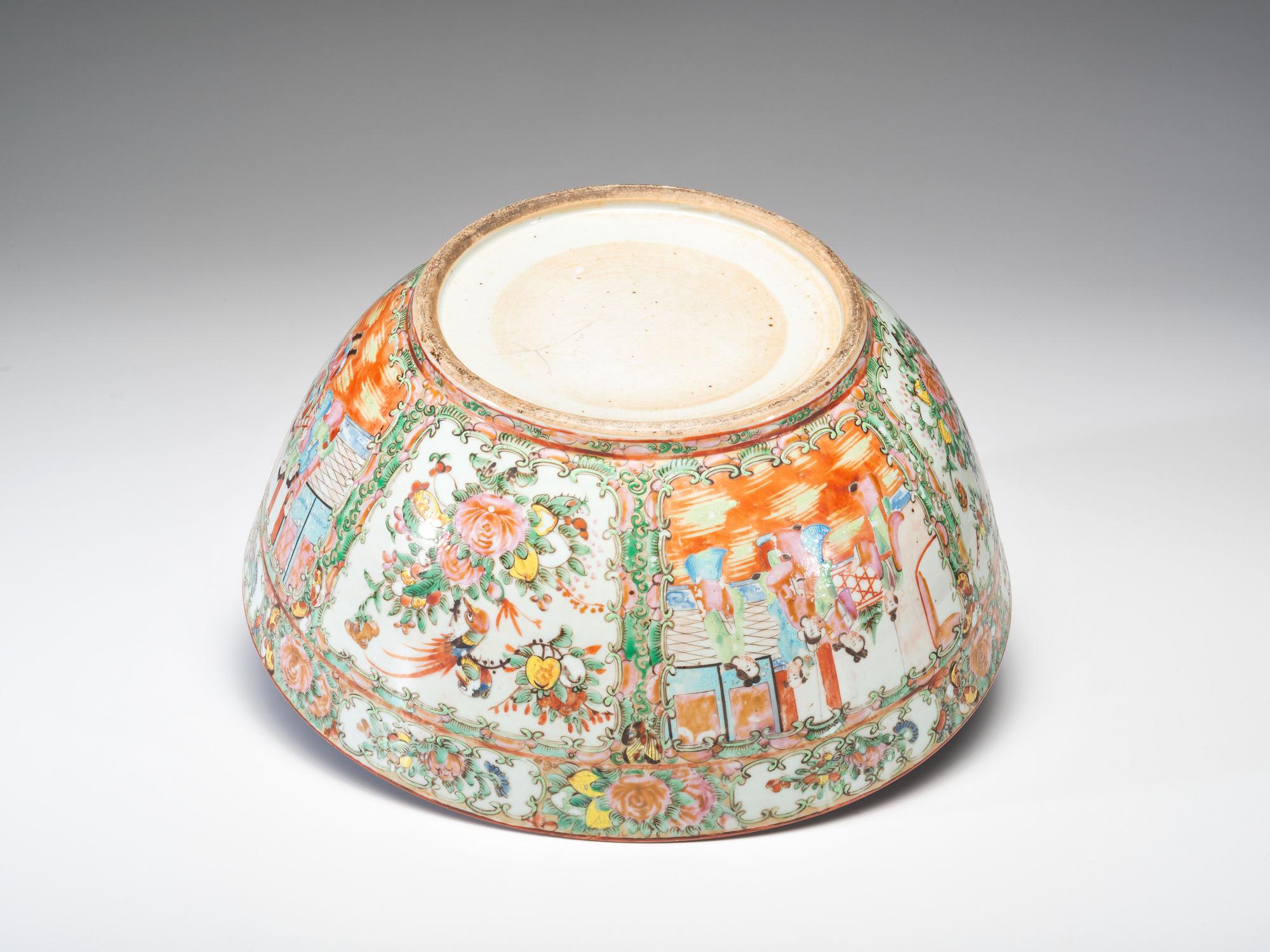 A Chinese Export Rose Medallion Punch Bowl