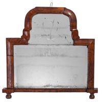 A Queen Anne Walnut Veneered Overmantel Mirror