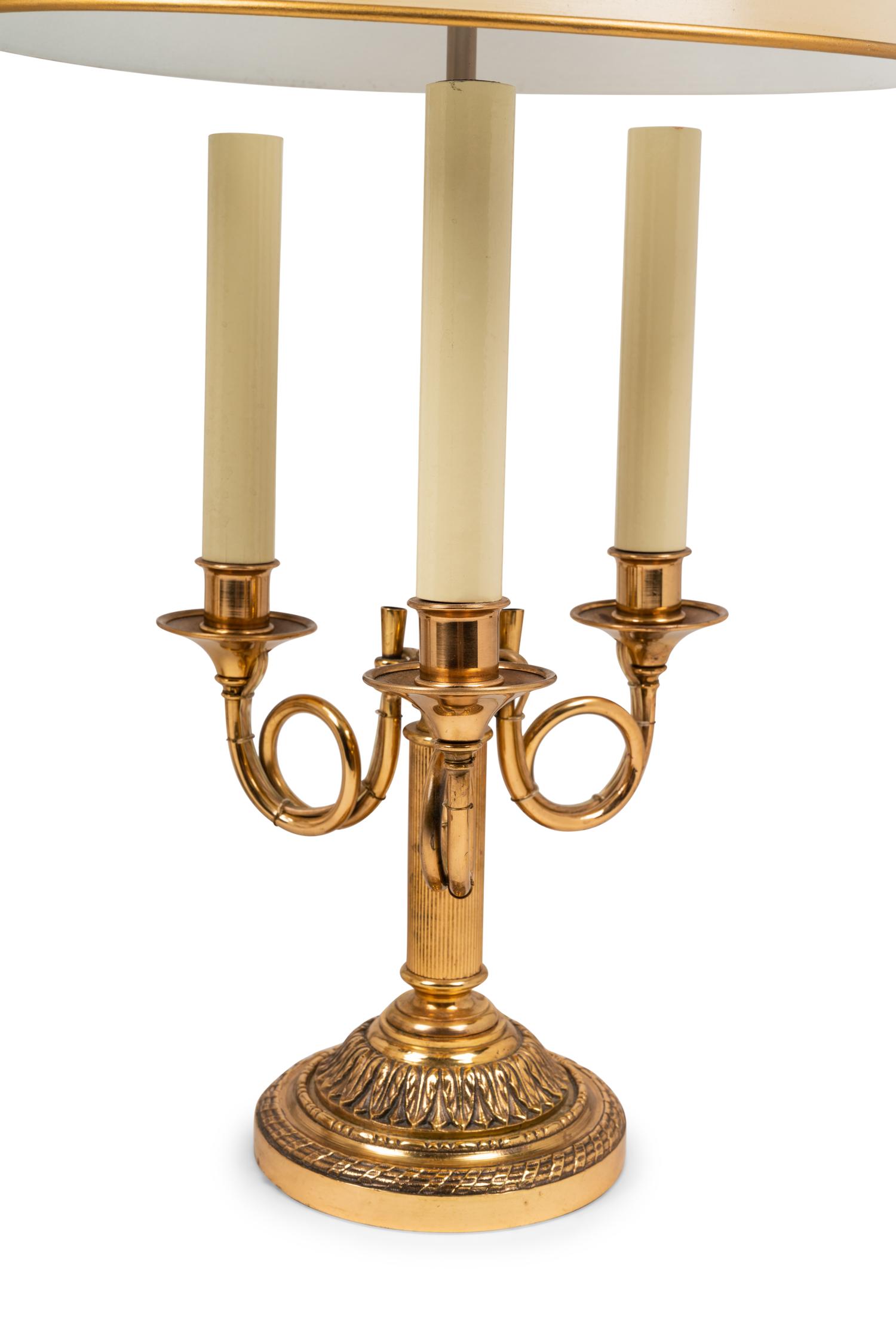 A Pair of Gilt Metal and Tôle Bouillotte Lamps
