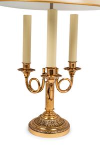 A Pair of Gilt Metal and Tôle Bouillotte Lamps