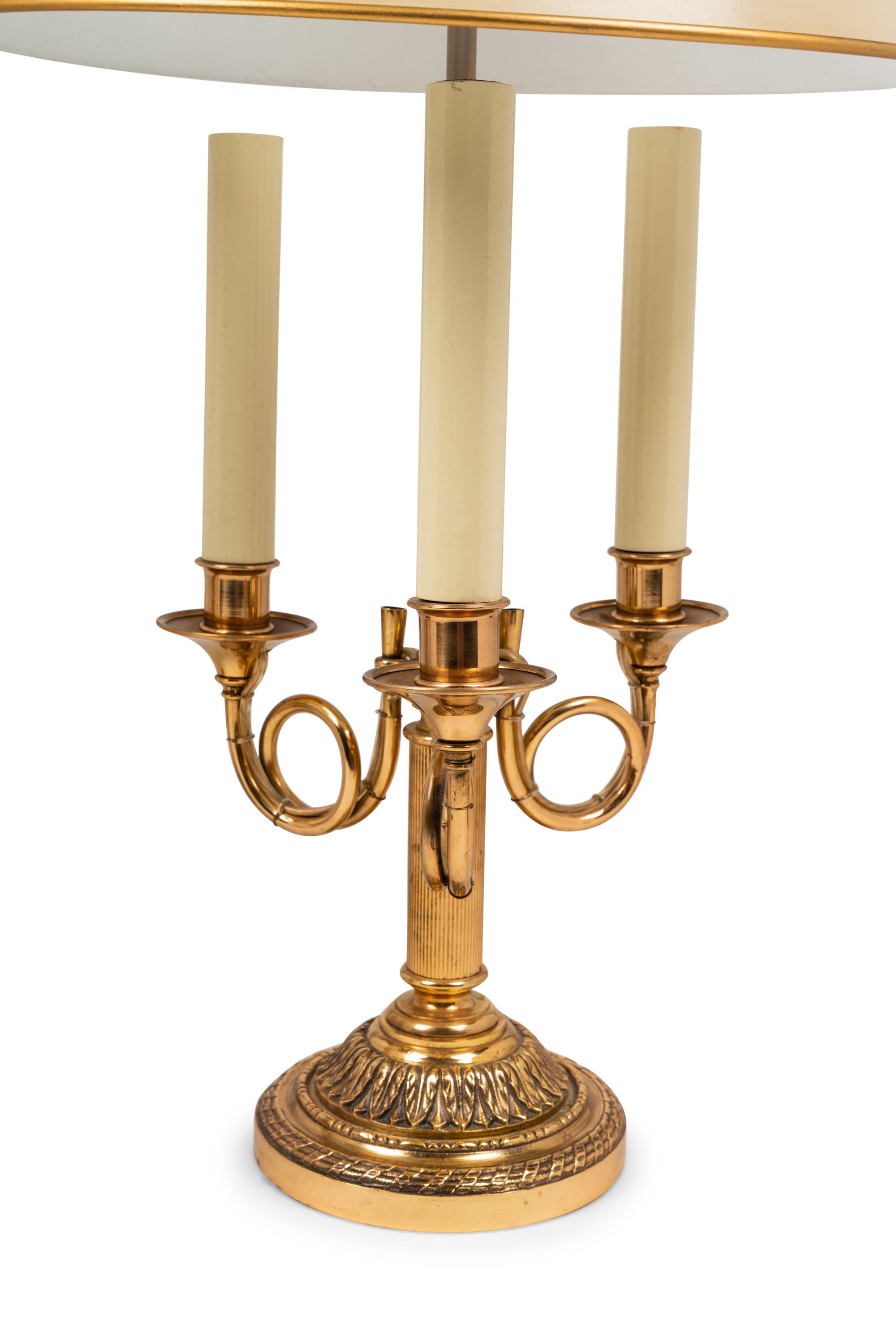 A Pair of Gilt Metal and Tôle Bouillotte Lamps