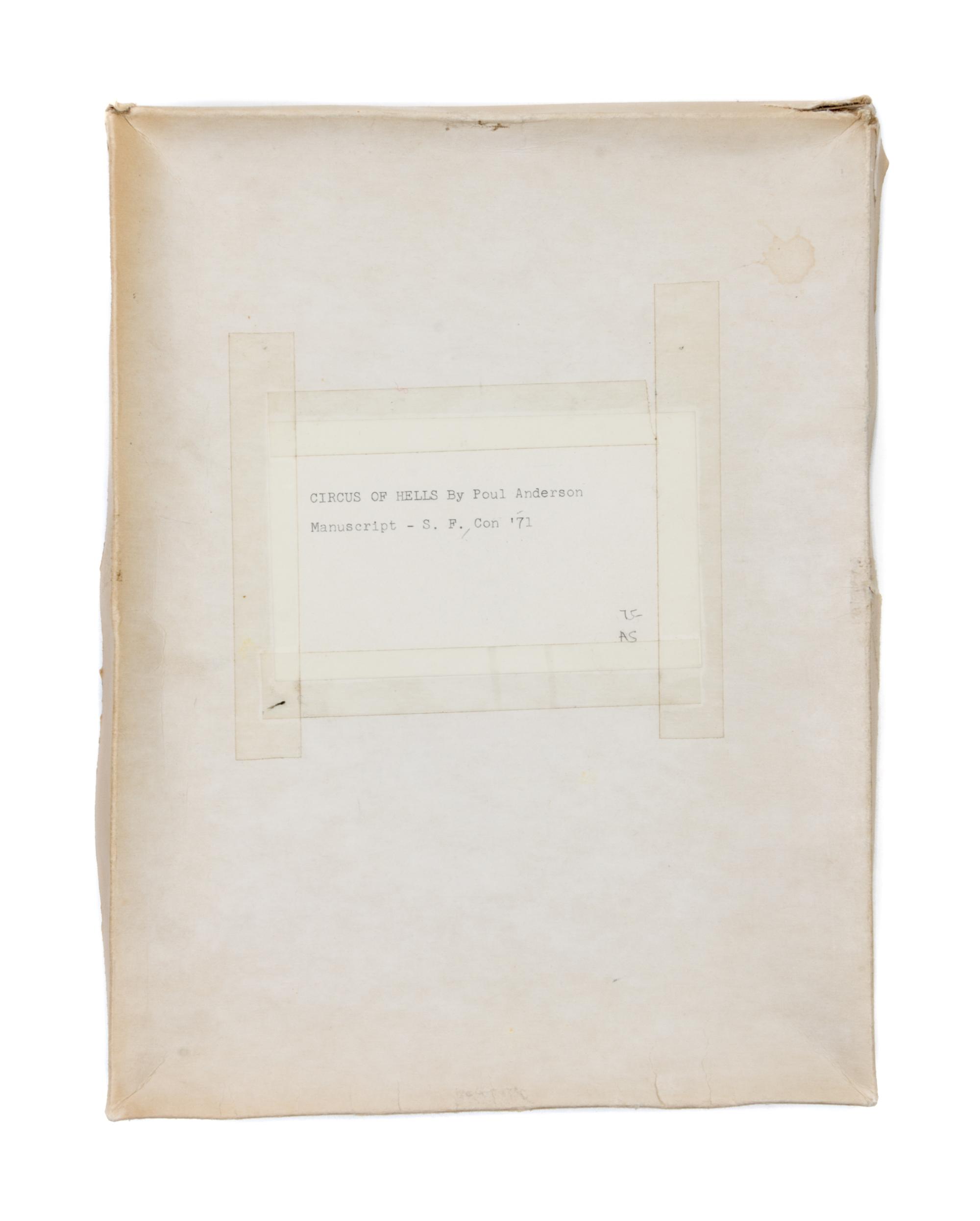 ANDERSON, POUL. Circus of Hells, 1971. Typescript, 216 pp. proof copy with mss annotations
