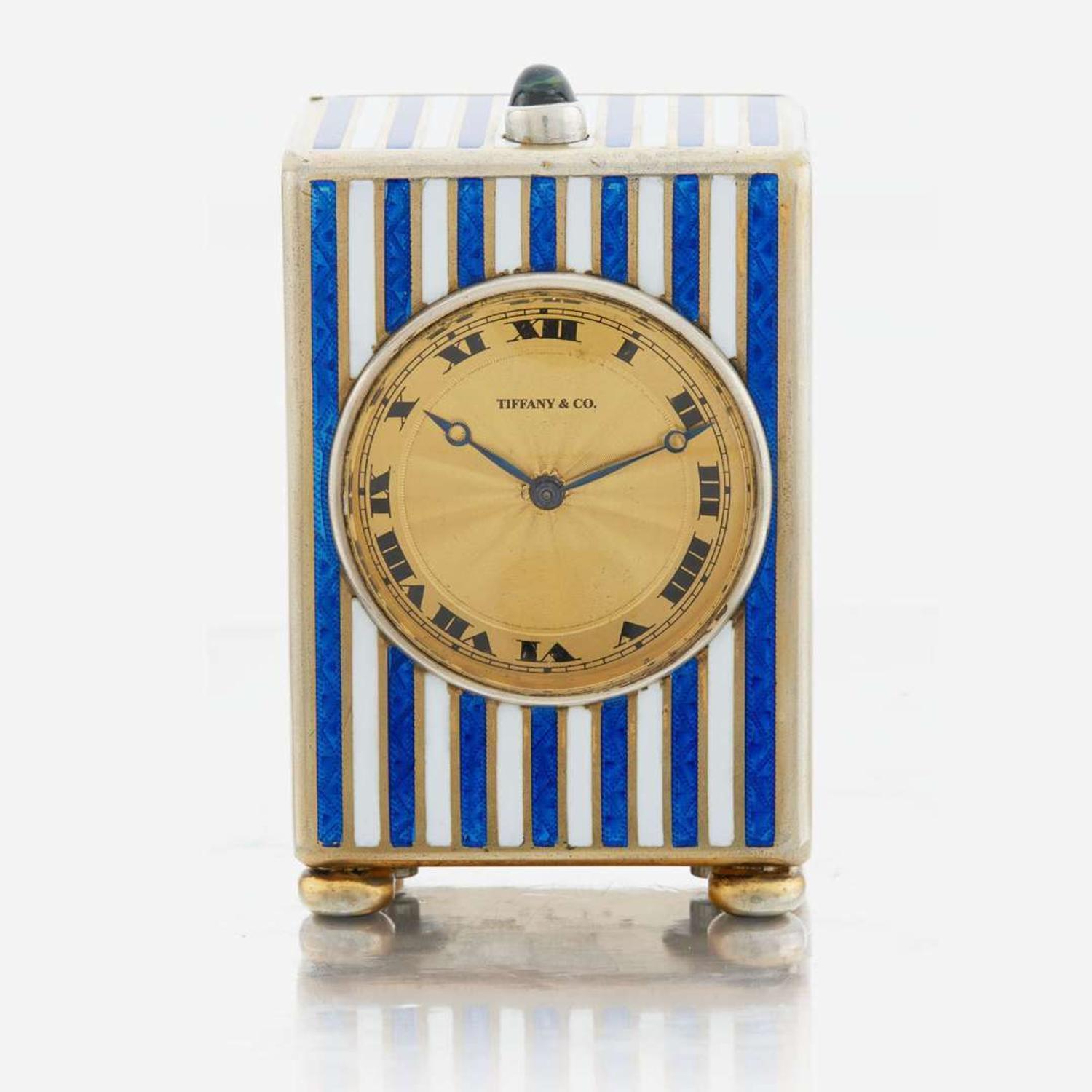 An argentium repeater desk clock, Tiffany & Company