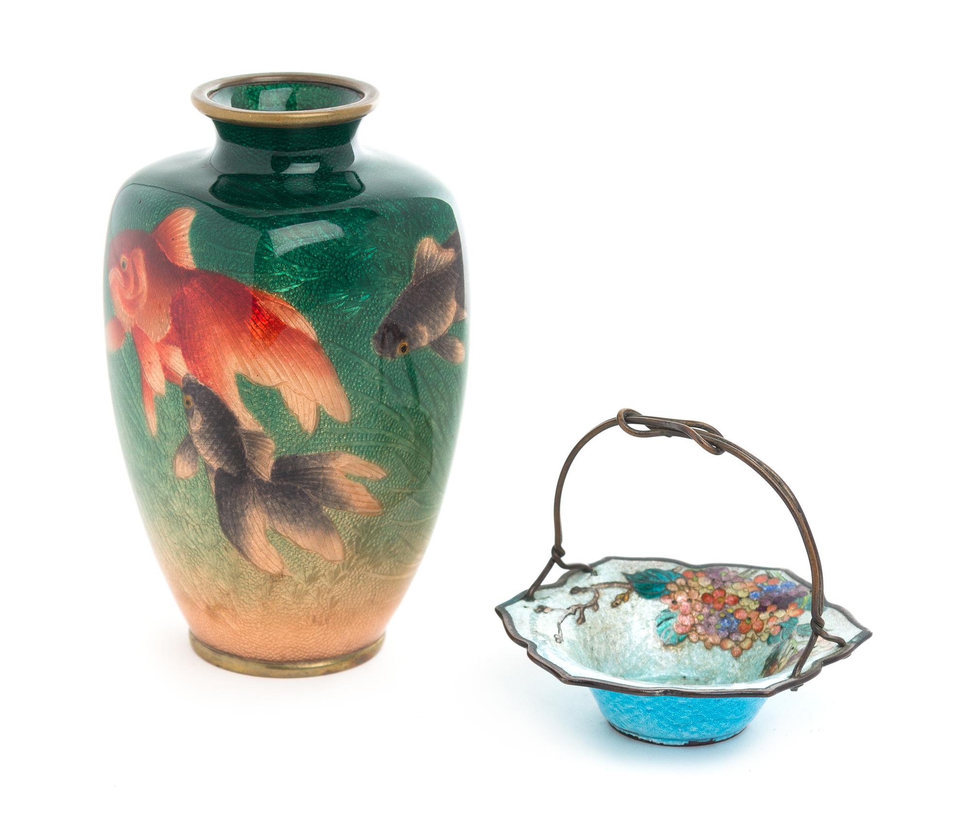 Two Cloisonne Enamel Articles Height of the larger 6 3/4 inches. — MEIJI PERIOD (1868-1912)