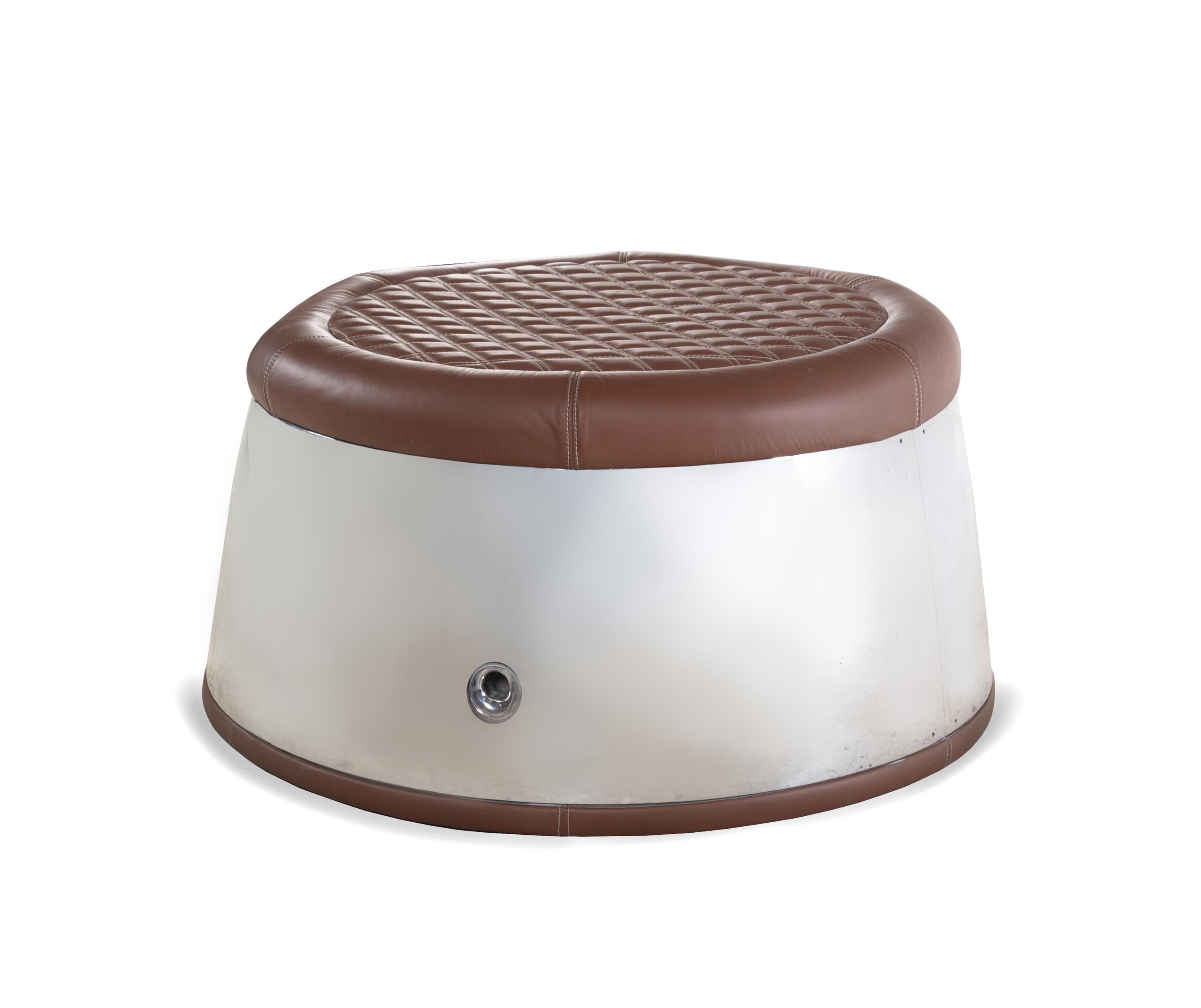 A Polished Aluminum "Aviator" Ottoman