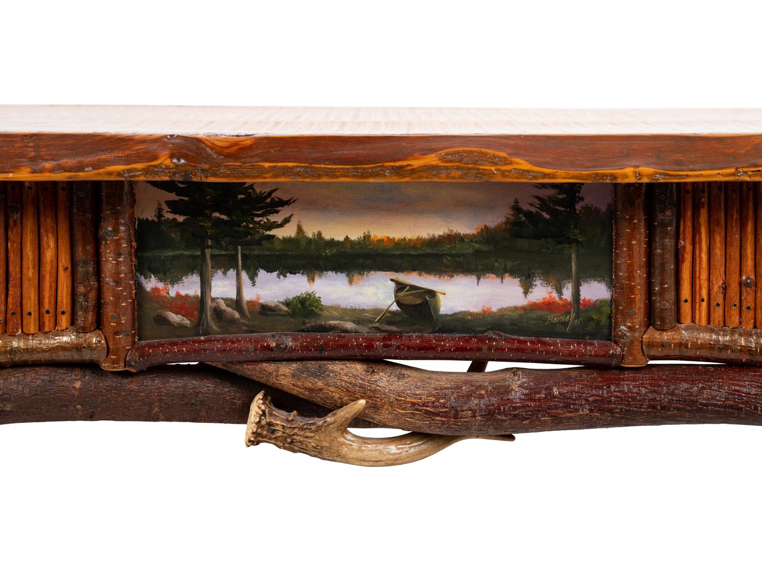 An Adirondack Table with Inset Painting