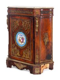 A Napoleon III Style Gilt Bronze and Porcelain Mounted Cabinet