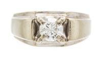 A 14 Karat White Gold and Diamond Ring, 5.40 dwts.
