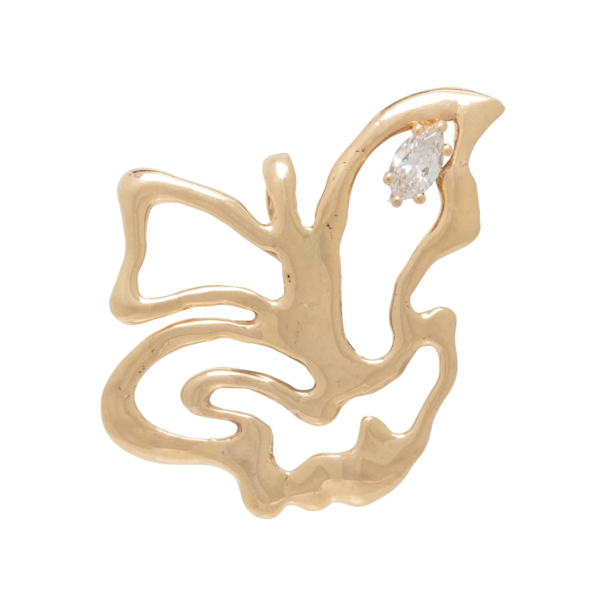 YELLOW GOLD AND DIAMOND BUTTERFLY PENDANT