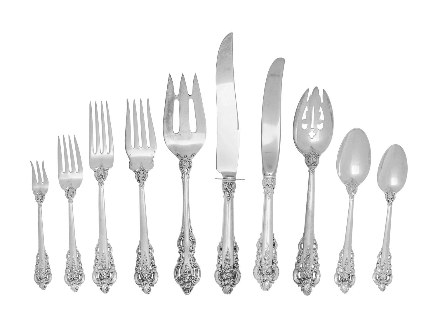 A Wallace Grand Baroque Silver Flatware Service