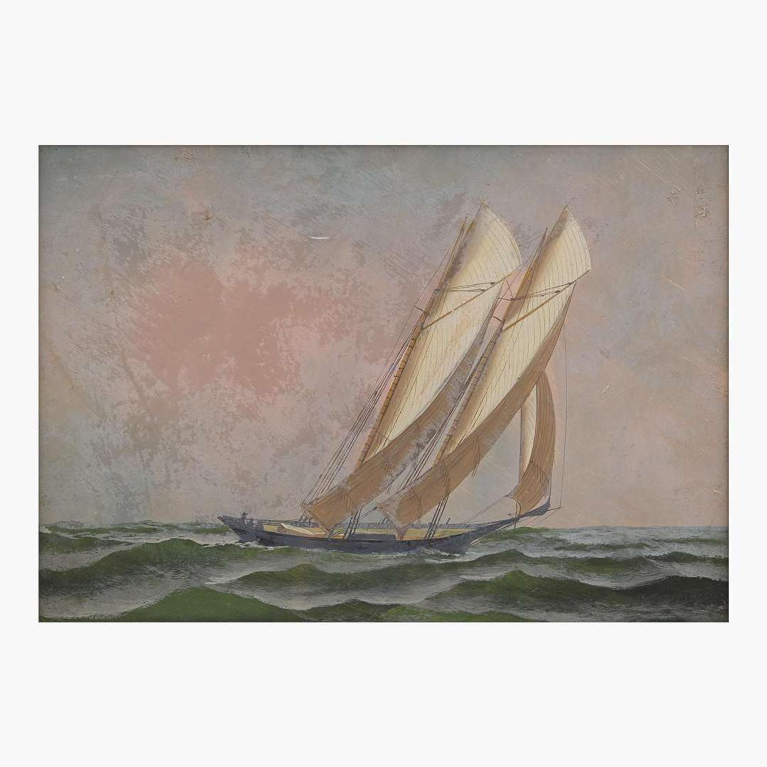 Antonio Jacobsen (American-Danish, 1850-1921) — Single Yacht Facing Right