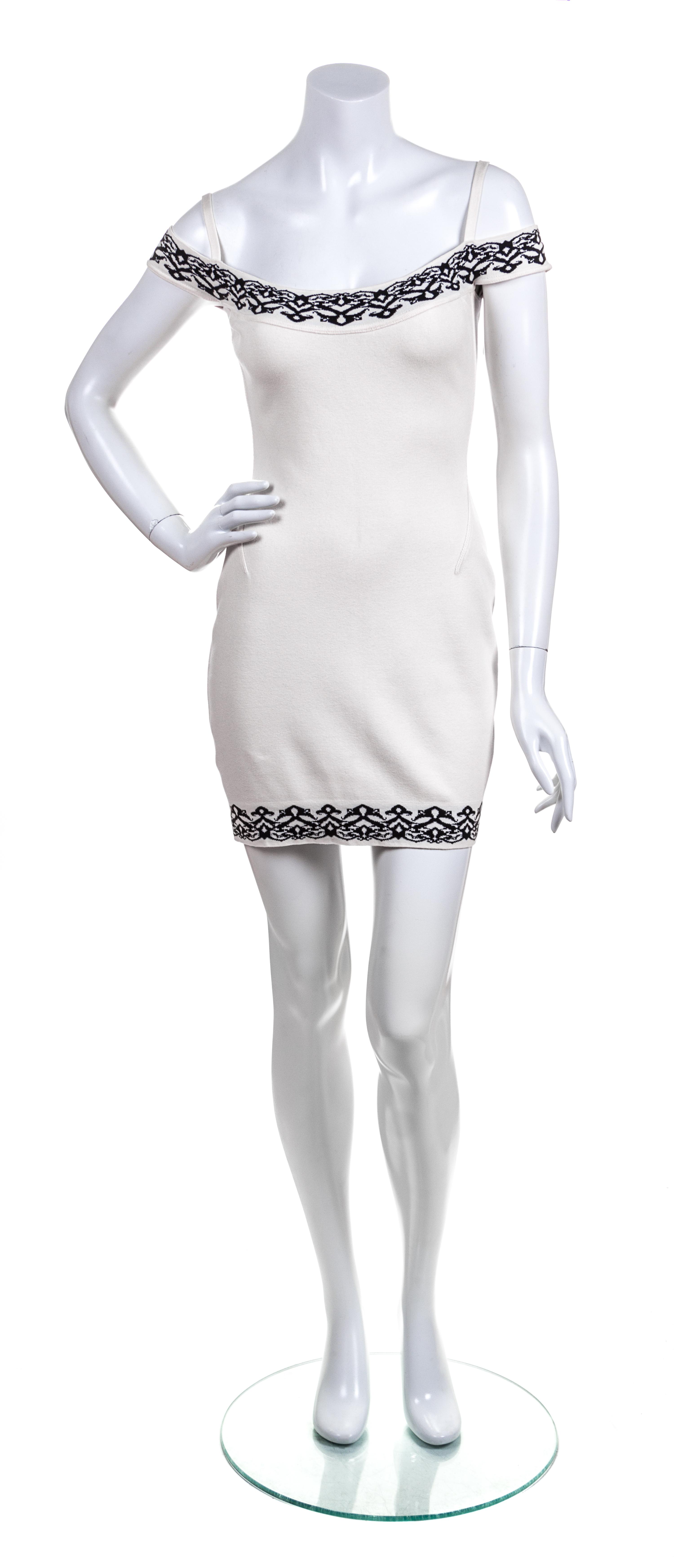 An Alaia White and Black Body Con Dress, Size M.