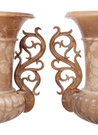 A Pair of Carved Alabaster Urns