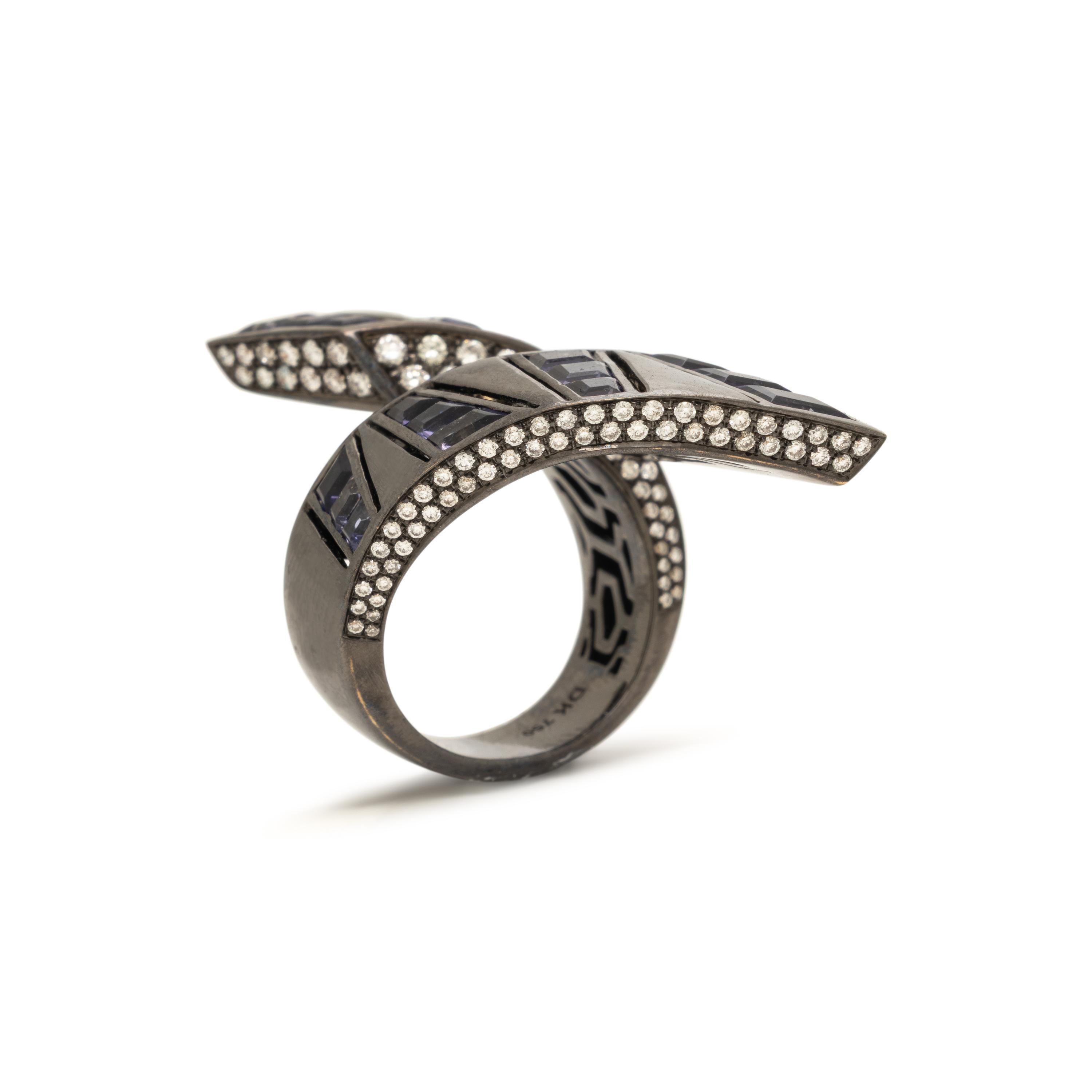 Daniella Kronfle, 'Neon Noir', Iolite, Diamond, and Blackened Gold Ring