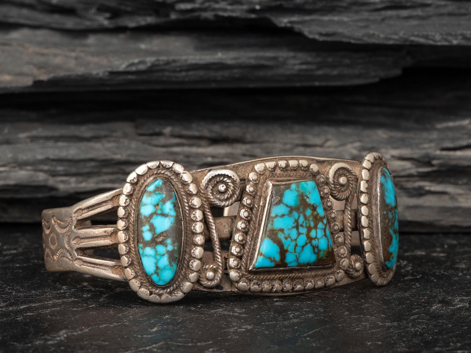 Navajo Silver and Turquoise Cuff Bracelet